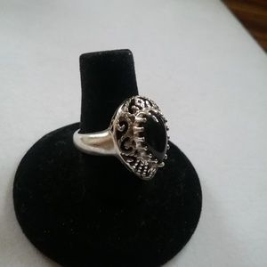CLASSY!  VINTAGE BLACK ONYX SILVER 925 RING